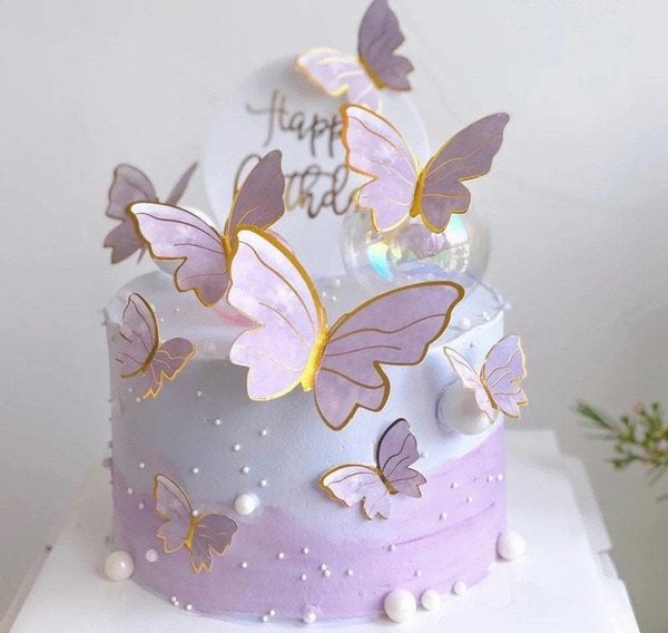 10 Schmetterling Cake Topper, Kuchendekoration, Cake Topper, Schmetterling, lila